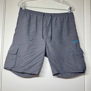 Vintage Errea Grey Blue Stitching Cargo Outdoor Athletic Drawstring Shorts Large